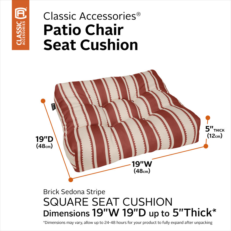 Bergholt Patio Seat Cushion, 19in. W, Brick Sedona Stripe