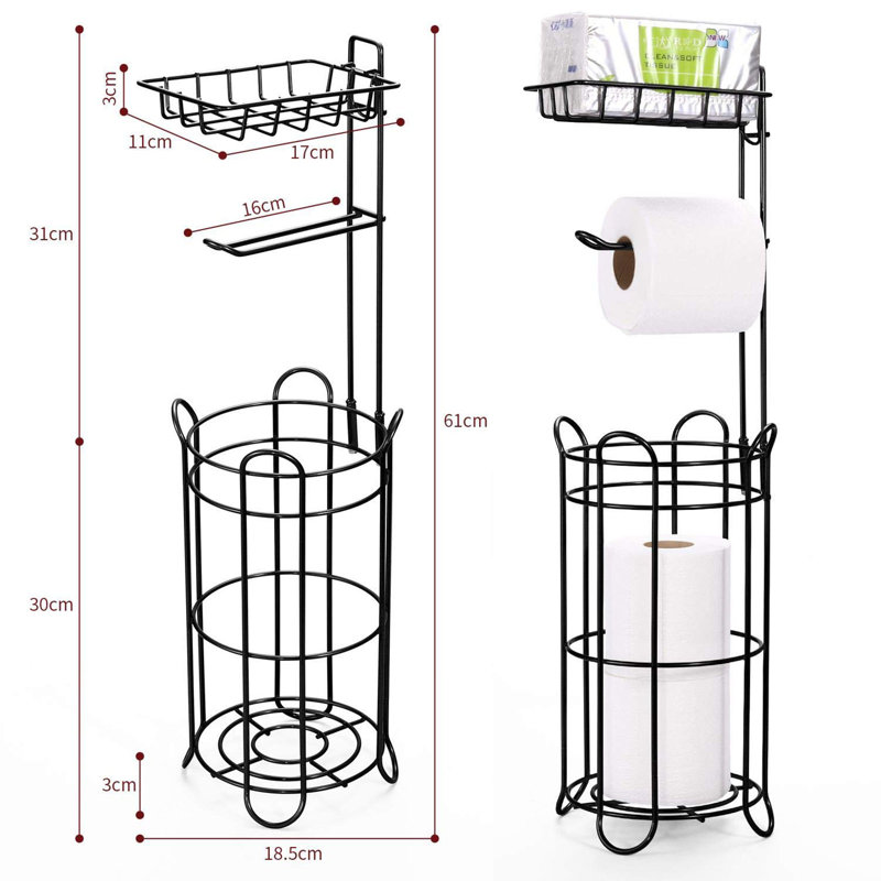 Wicklund Free Standing Toilet Paper Holder, Black