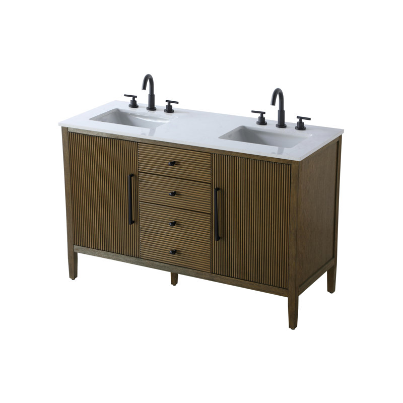 54 inch Double Bathroom Vanity, Hazel Oak