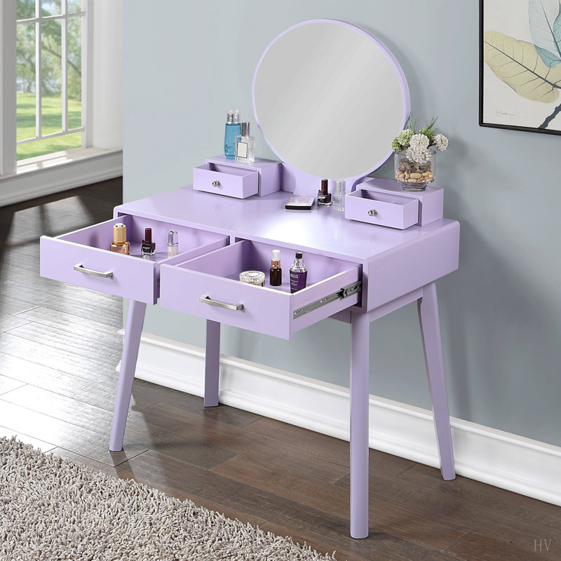Ensemble coiffeuse et tabouret contemporain en bois