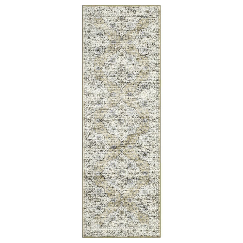 Vintage Floral Rug Washable Rug for Living Room, Retro Oriental Carpet, Soft Low Pile Non Shedding Floor Covering, Foldable Thin Non Shedding Indoor Mat for Bedrooms, Nurseries
