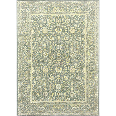 Wool Oriental Area Rug in Light Green/Beige/Gray