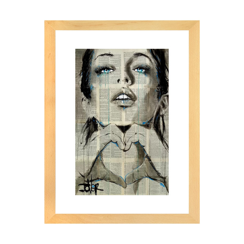 Impression d’art graphique « all you need is » par Loui, Toile avec cadre en bois beige, H 24 po x l 16 po x P 1 po, Blanc