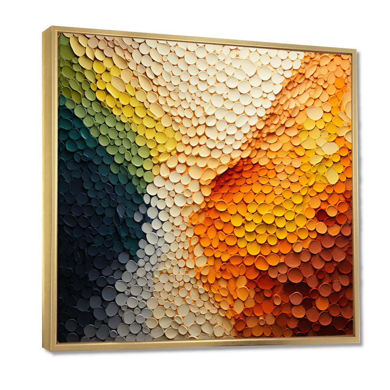 Art mural Hardedge, Earthy Euphony V - Hard Edge, peinture sur toile, 44" H x 44" W, Cadre flottant doré
