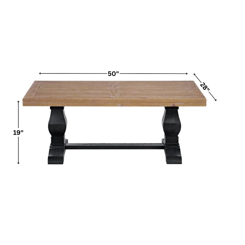 Sarcoline Solid Wood Pedestal Coffee Table, Driftwood/Black
