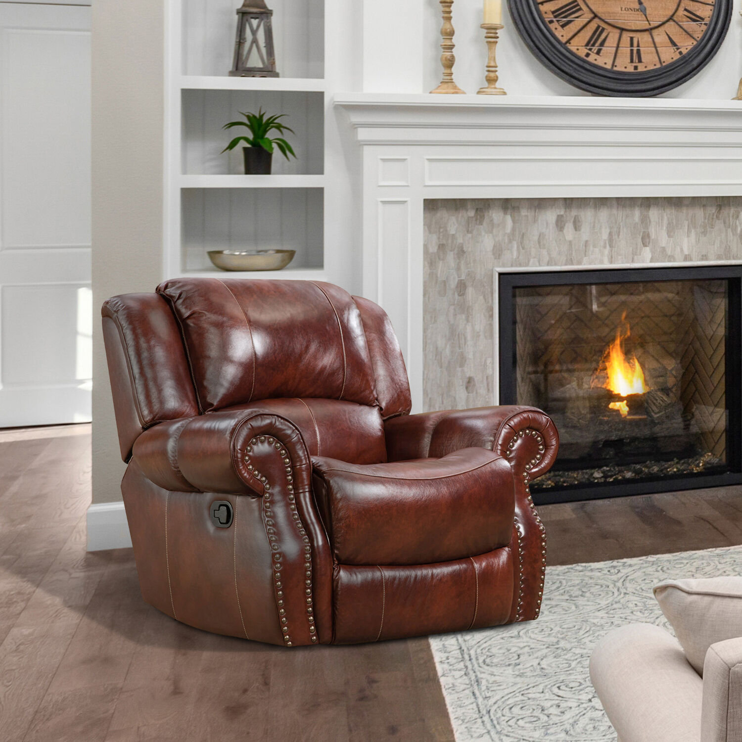 Leather discount fireplace chairs