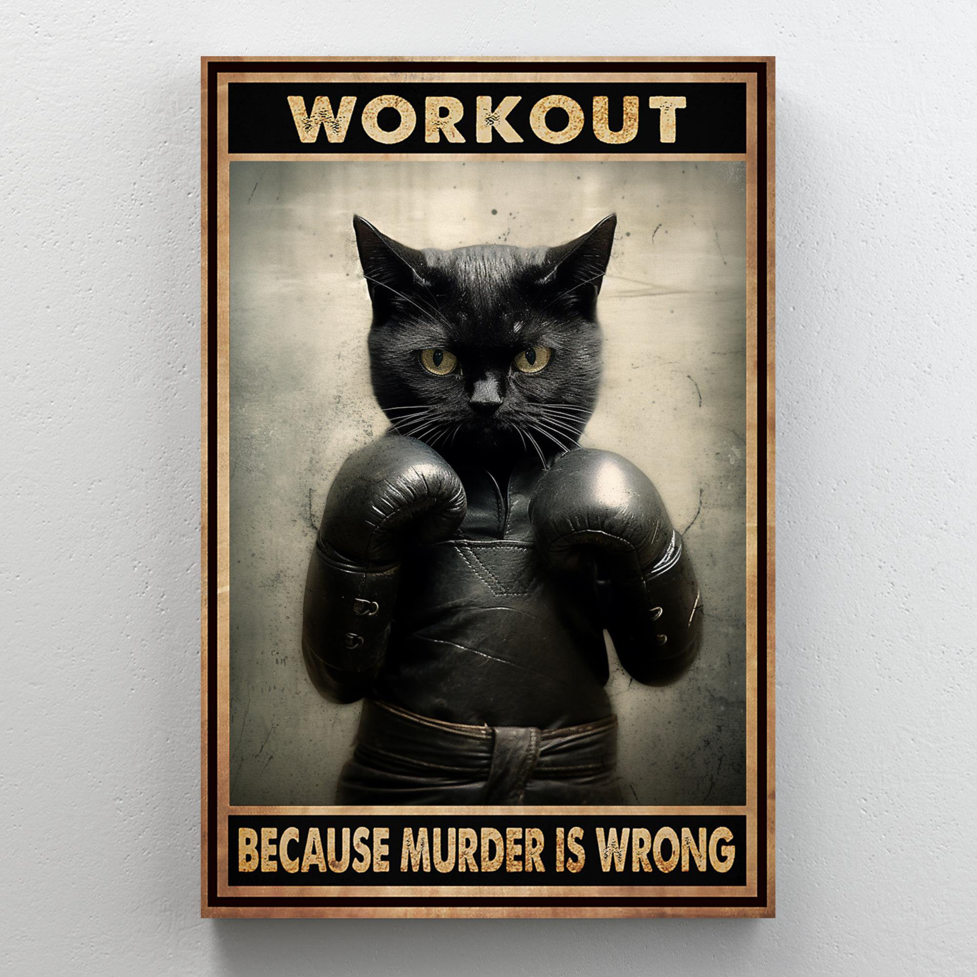 Trinx Black Cat Boxing Workout On Canvas Graphic Art | Wayfair