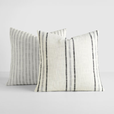 2-Pack Yarn-Dyed Patterns Decor Throw Pillows in Yarn-Dyed Bengal Stripe / Yarn-Dyed Framed Stripe