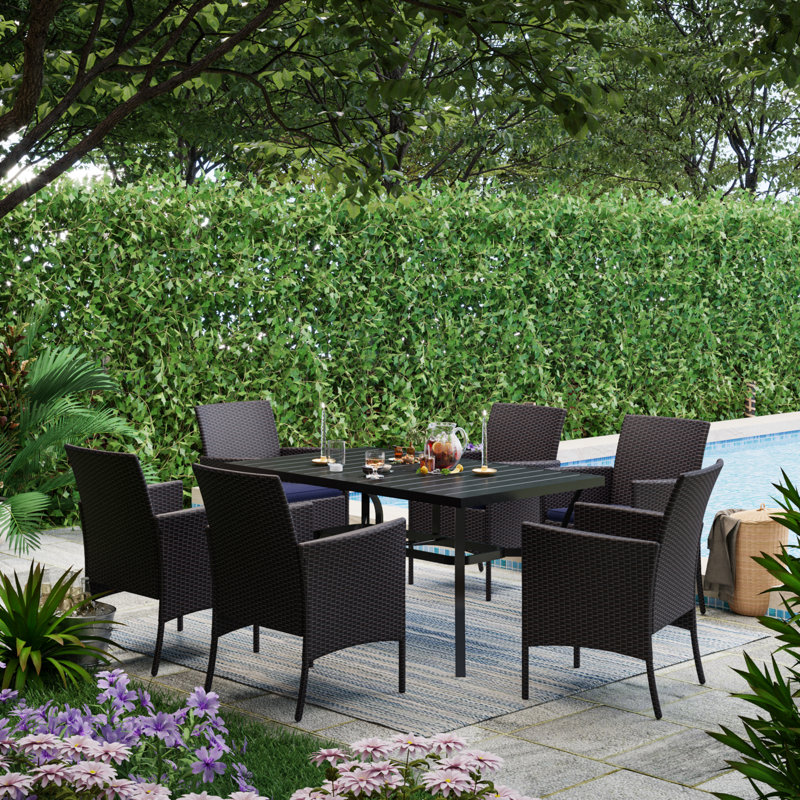 6 - Person Patio Dining Set with Rectangular Table , Cushions Included