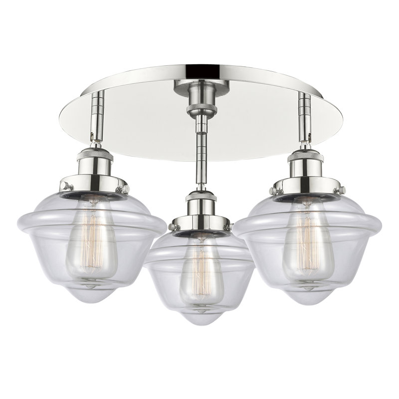 Grourke Glass Flush Mount, Clear, Polished Nickel