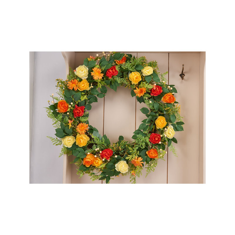 Faux Rose 80cm Wreath