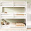 Lit superposé triple double, blanc, escalier de rangement, conception séparée, pin de haute qualité, construction solide stable et facile à installer-129996420