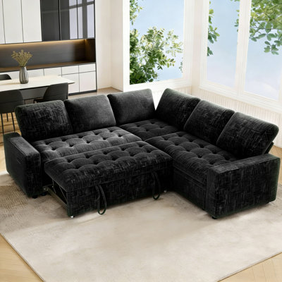 5-seat L-shaped Modular Sofa With Sleeper & Usb Charging — Space-saving, Reclining, And Ready For Relaxation