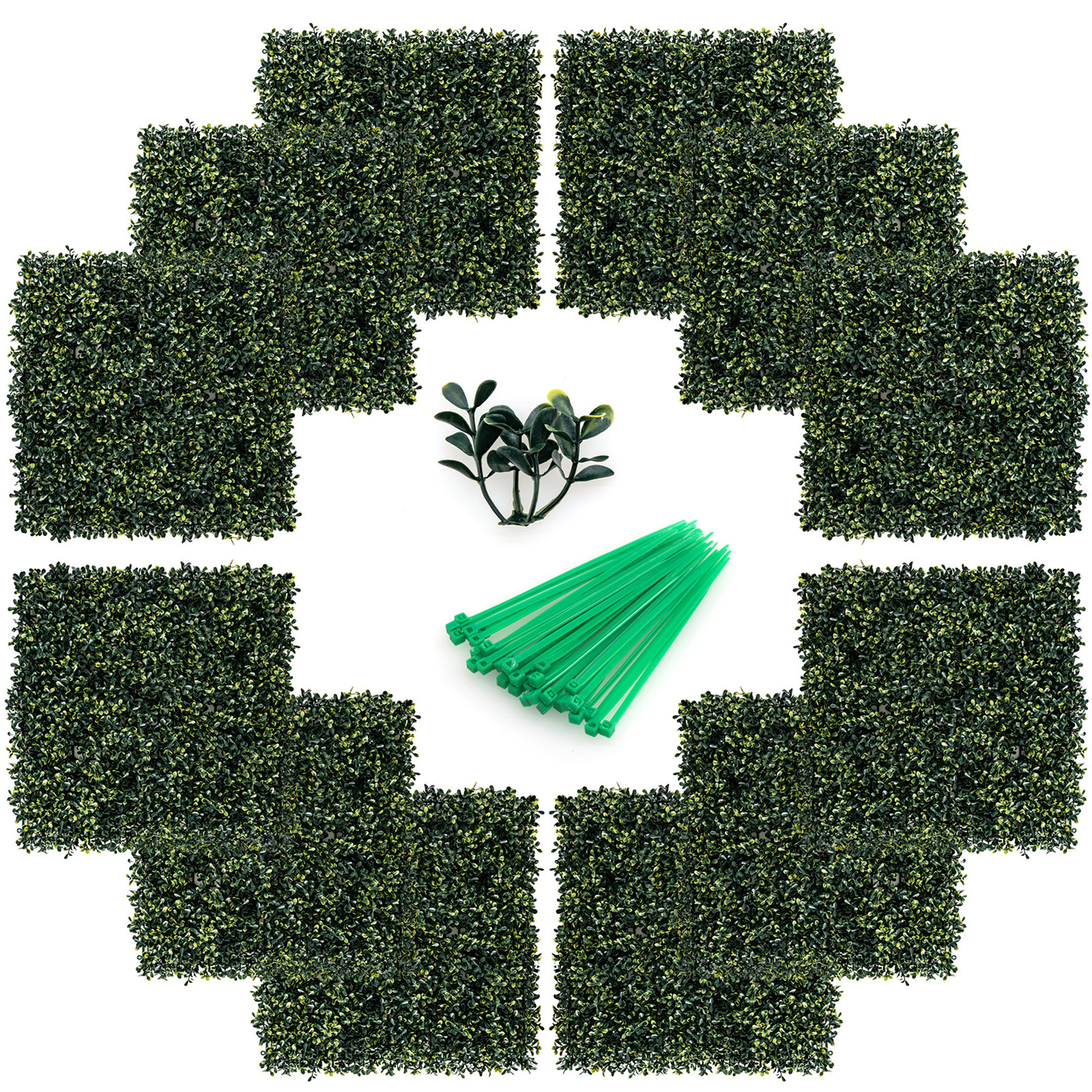 Gymax Artificial Peanut Leaf Hedges Plastic Decorative Fence Panel ...