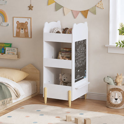 Bibliothèque avec côté tableau noir, bibliothèque en forme d'ours avec rangement à 3 niveaux