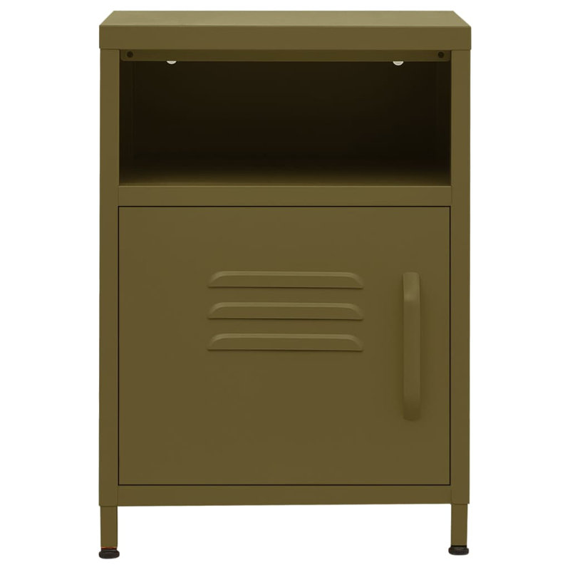 VidaXL Nightstand Steel Medium Adjustable Feet Nightstand, Green, Individual