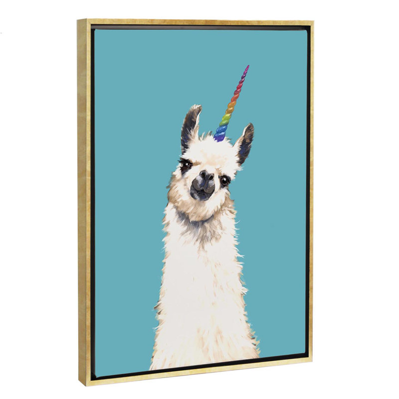 Art encadré licorne, H 60 po x l 40po x P 1,5 po, Toile encadrée d'or