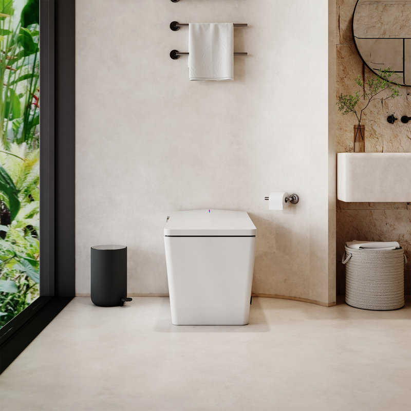 Toilette intelligente OakLn avec réservoir intégré, affichage à DEL, chasse automatique, télécommande, siège chauffant et eau chaude