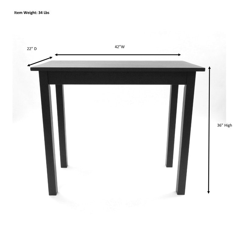 Table de bar 22 po x 42 po x 36 po Traditional Black, Noir
