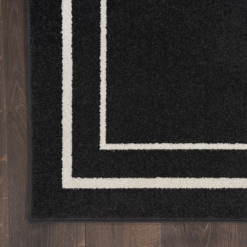 Tapis intérieur / extérieur noir Nourison Essentials Ivory, Tapis de couloir 2 pi x 4 pi