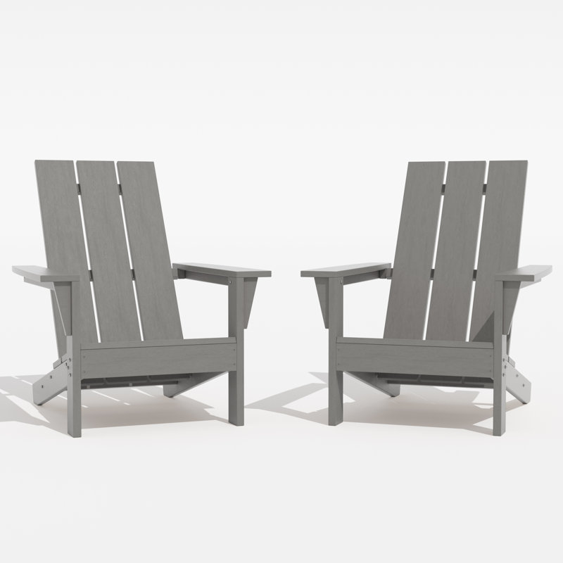 Chaises Adirondack modernes en PEHD toutes saisons, Gris