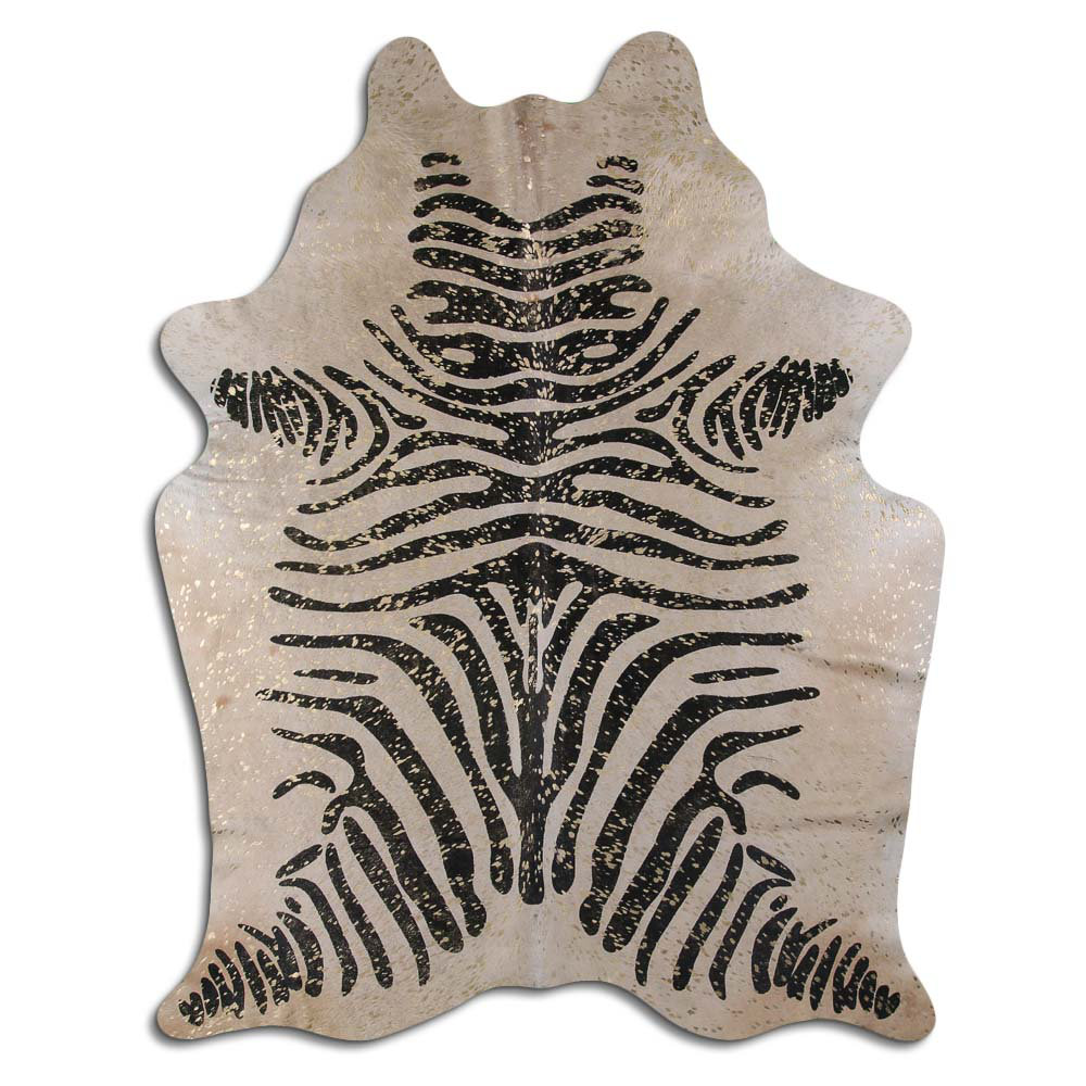 Foundry Select ACID WASHED HAIR ON Cowhide RUG BLACK ZEBRA WITH GOLD ...