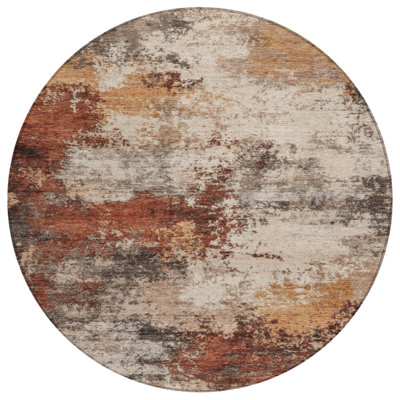 Machine Washable Indoor/Outdoor Xhevrie Paprika Rug