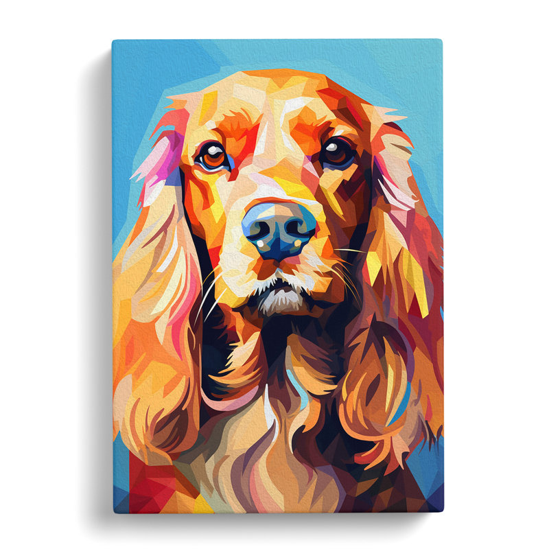 Cocker Spaniel Geometric No.3 - Wrapped Canvas, 60cm H x 40cm W x 3cm D