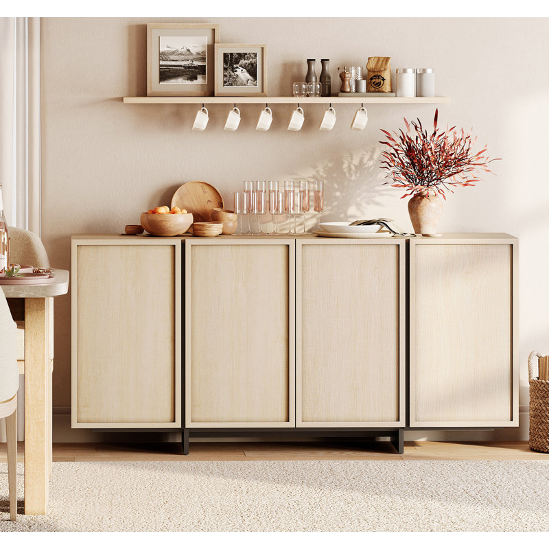 Maisonet Modern Sideboard Buffet Cabinet With 4 Doors, Multifunctional Sideboard With Large Storage And T-Shaped Legs, Coffee Bar Cabinet Storage Cabinet For Kitchen, Dining Living Room