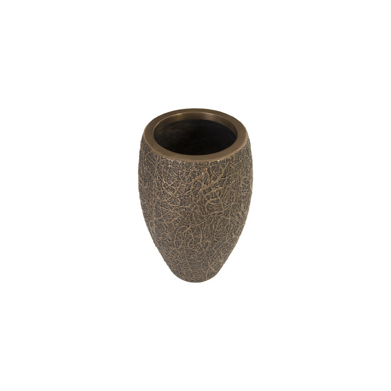 String Theory Resin Pot Planter, 32" H x 18" W x 18" D, Bronze