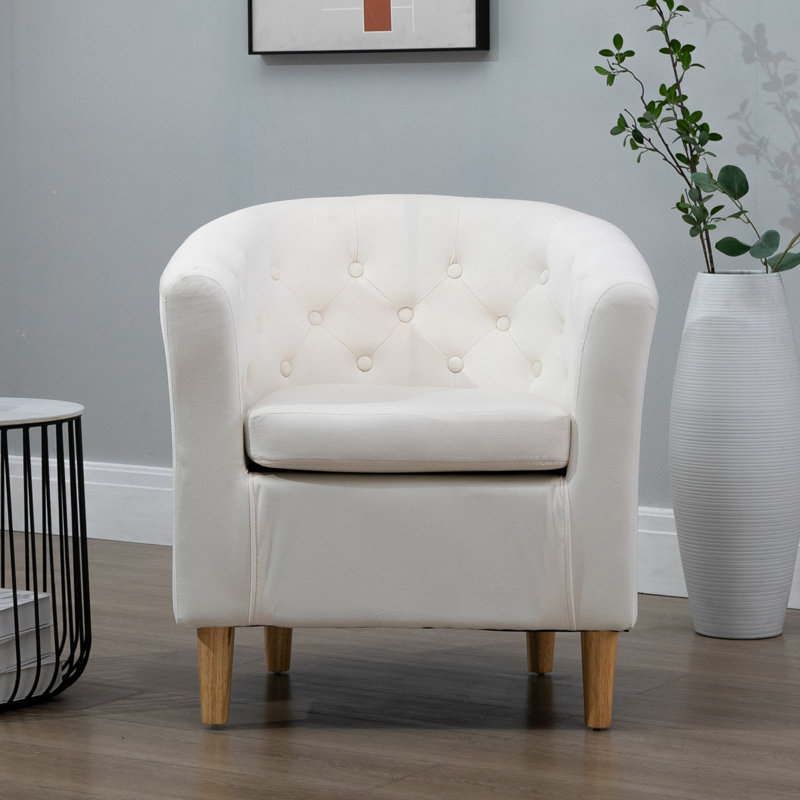Tarbes Velvet Barrel Chair, Cream