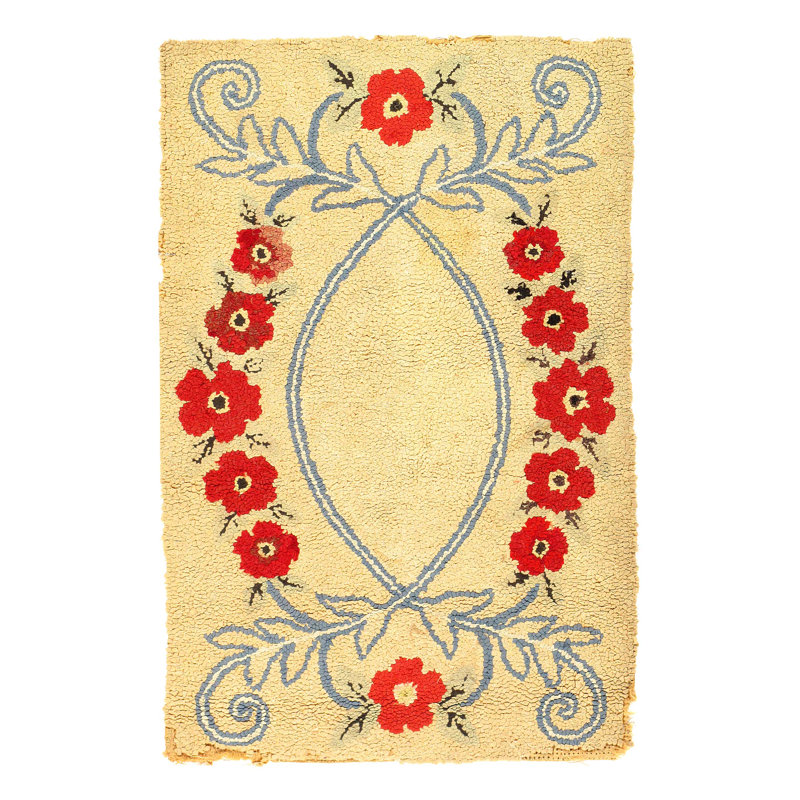 Tapis crocheté antique américain 2 pi x 3 pi