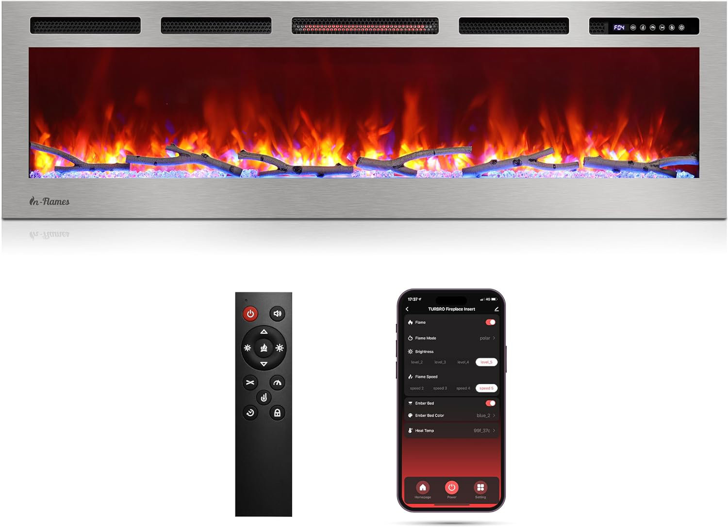 Symple Stuff Ballarat Smart WiFi Infrared Electric Fireplace with Sound