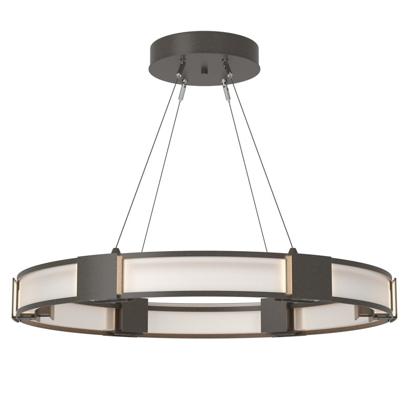 Aura Glass Ring Chandelier, Dark Smoke, Frosted Glass