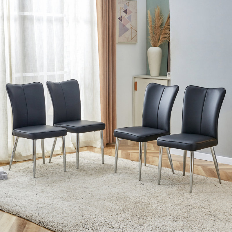 Chaises de salle à manger, chaises de bureau, Argent argent, Noir, 4