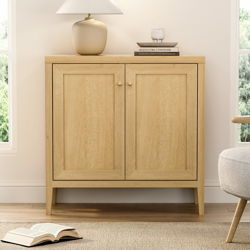 31.5'' Tall 2 Door Accent  Storage Cabinet Farmhouse Buffet Sideboard, Natural Oak, 1