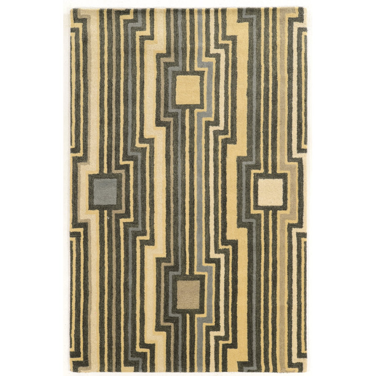 Tapis beige / gris / bleu en laine touffeté à la main Patnode