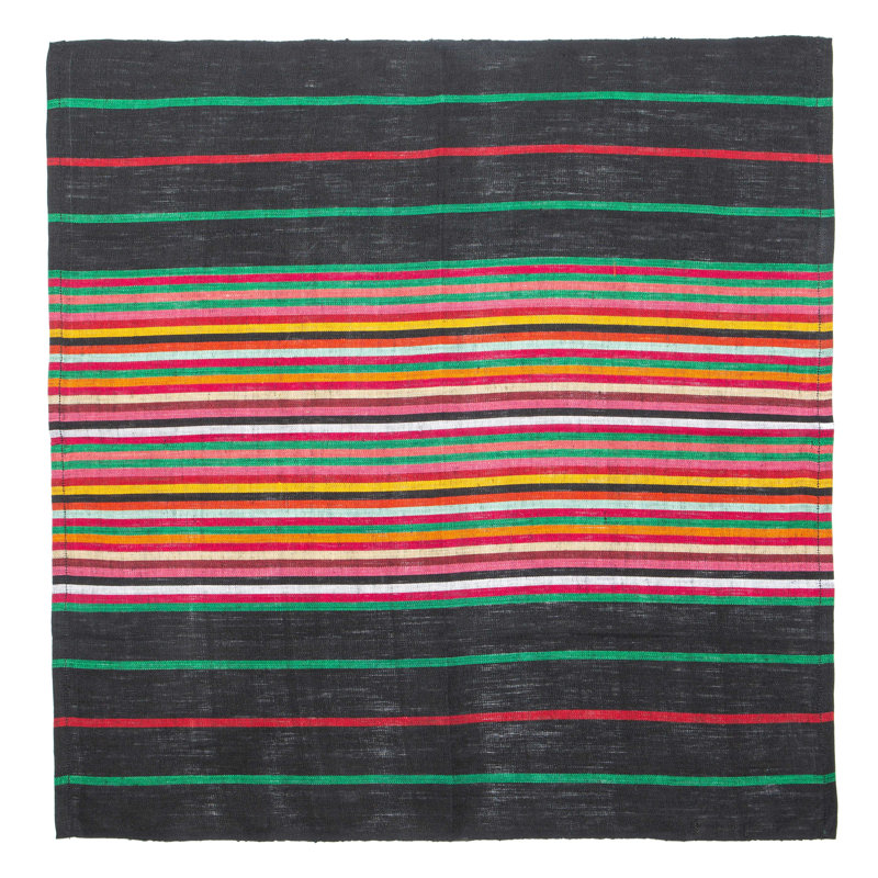 Linen Square Napkins, Black/Blue/Red