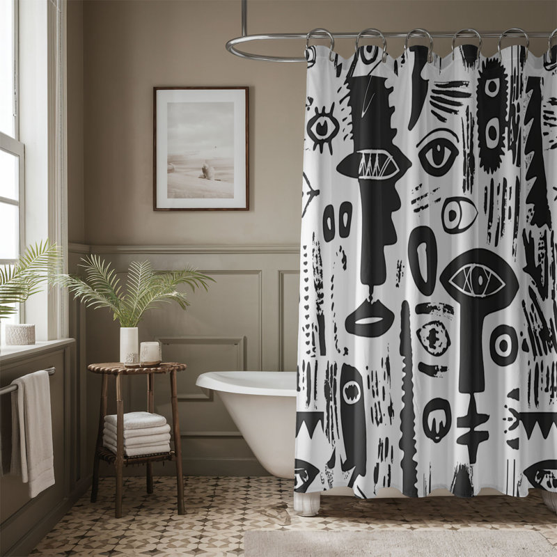 Abstract figure designs - Rideau de douche standard 1 pièce, H 74 po x l 71 po