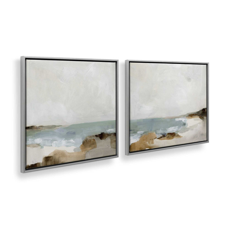 Ensemble de 2 marées douces et ciel, H 13 po x l 26 po x P 1,75 po, Cadre flottant en chrome poli