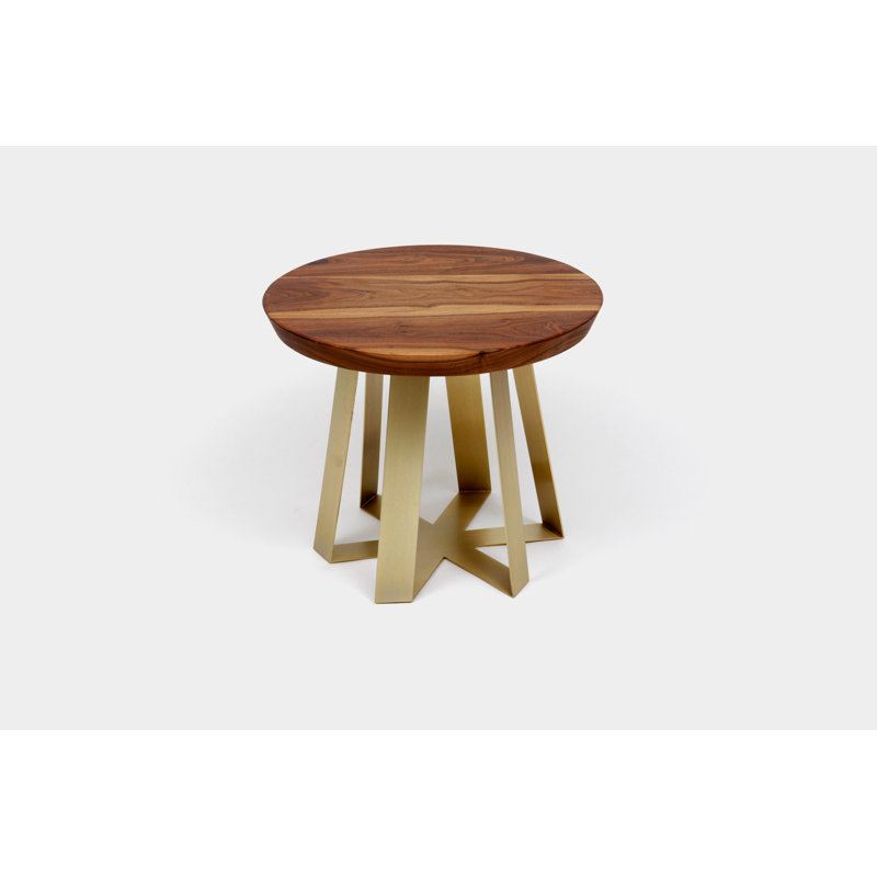 ARS Solid Wood End Table, Black, Walnut