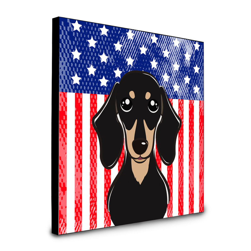 « american flag », art encadré Macomb, Teckel noir