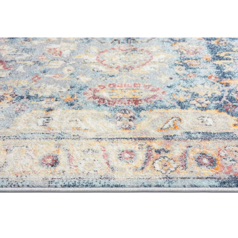 Tapis bleu / mauve en polypropylène tissé à la machine Cadynce, Rectangle 8 pi 10 po x 12 pi