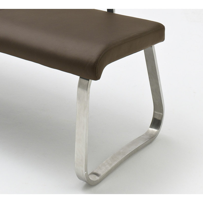 Swarthofthi Genuine Leather Upholstered Bench, Brown, 86cm H x 175cm W x 59cm D