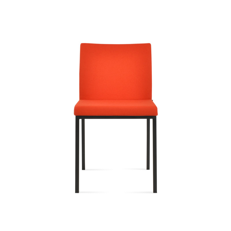Chaise d'appoint en métal Aria, Noir, Laine orange