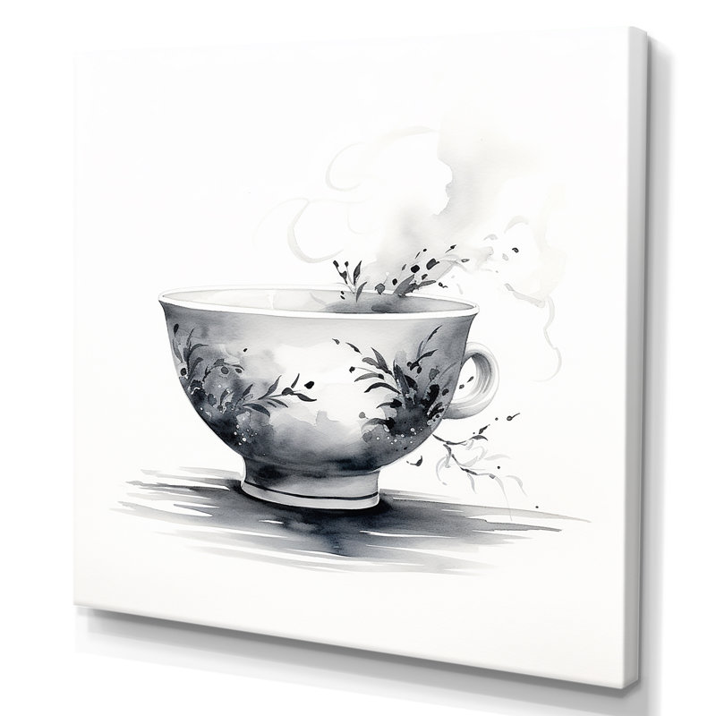 Thé chinois noir et blanc Elegance II - art mural chinois, Toile tendue, H 36 po x l 36 po x P 1,5 po