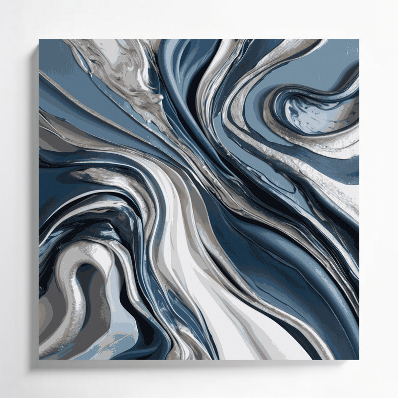 Abstrait art fluide sur toile grise 97, H 16 po x l 16 po