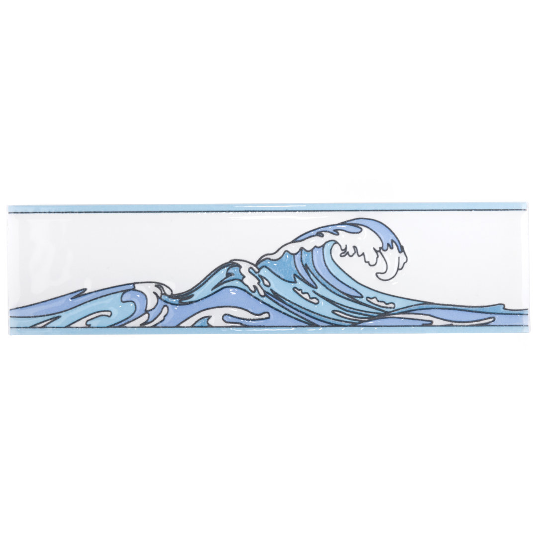 Captain Kanagawa Wave 2" x 7-7/8" Glossy Ceramic Specialty Trim Merola Tile 