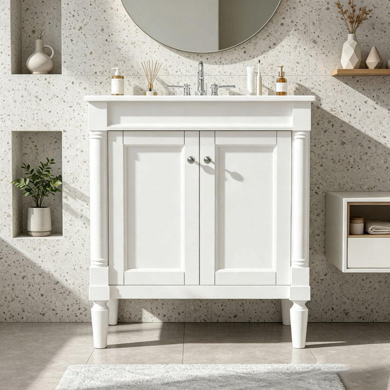 Meuble-lavabo 30 po avec lavabo en céramique, Blanc