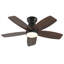 Ventilateur de plafond encastré 32 pouces avec lumière DEL à intensité variable et télécommande, pales en bois massif de couleur noire classique, idéal pour les chambres à coucher